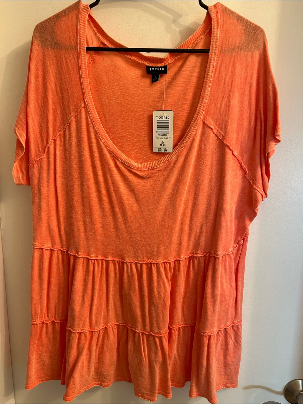 torrid Coral Tiered Scoop Neck Tunic - Picture 1 of 3